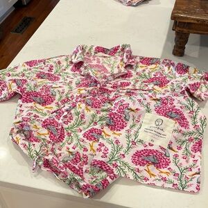 Print Fresh 100% Cotton Short Sleeve Pajama Set XL Queen Lotus